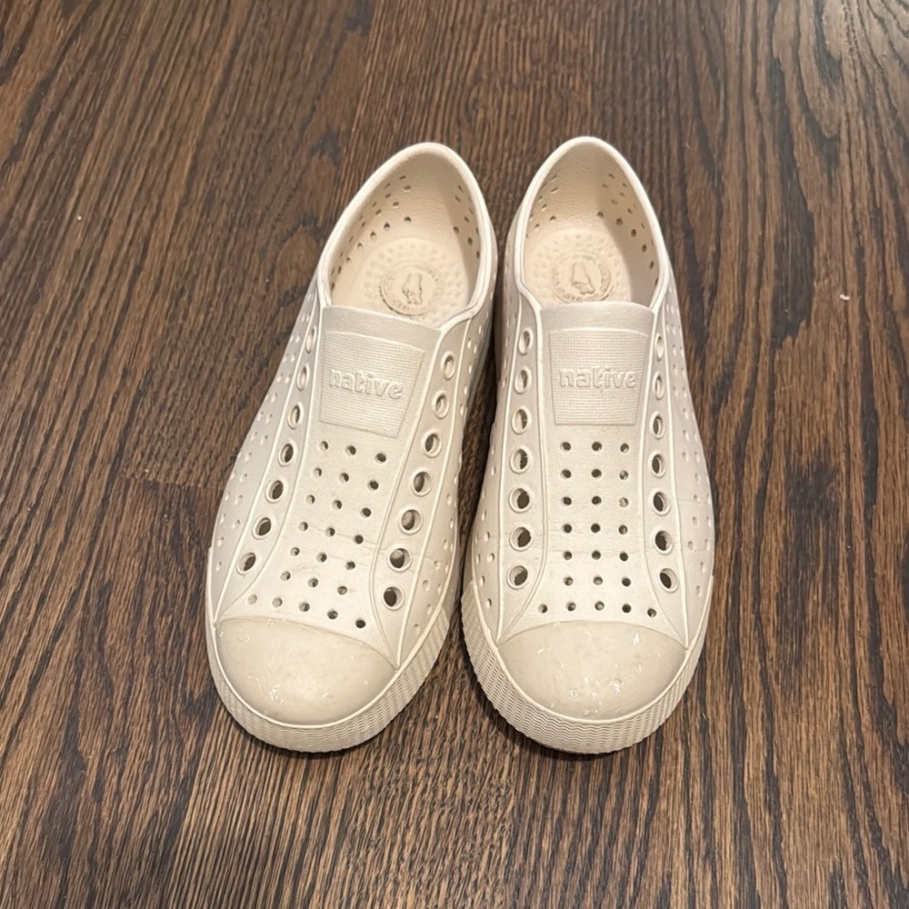 Native Cream Slip-On Sneakers with Perforated Design